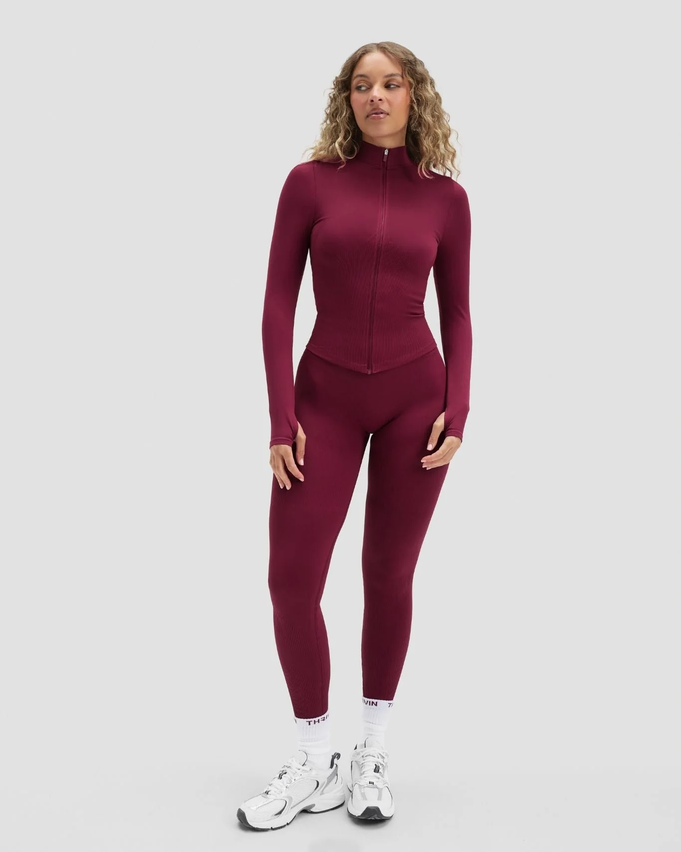 Elevate™ Compression Long Sleeve Jacket | Cherry Berry - Image 5