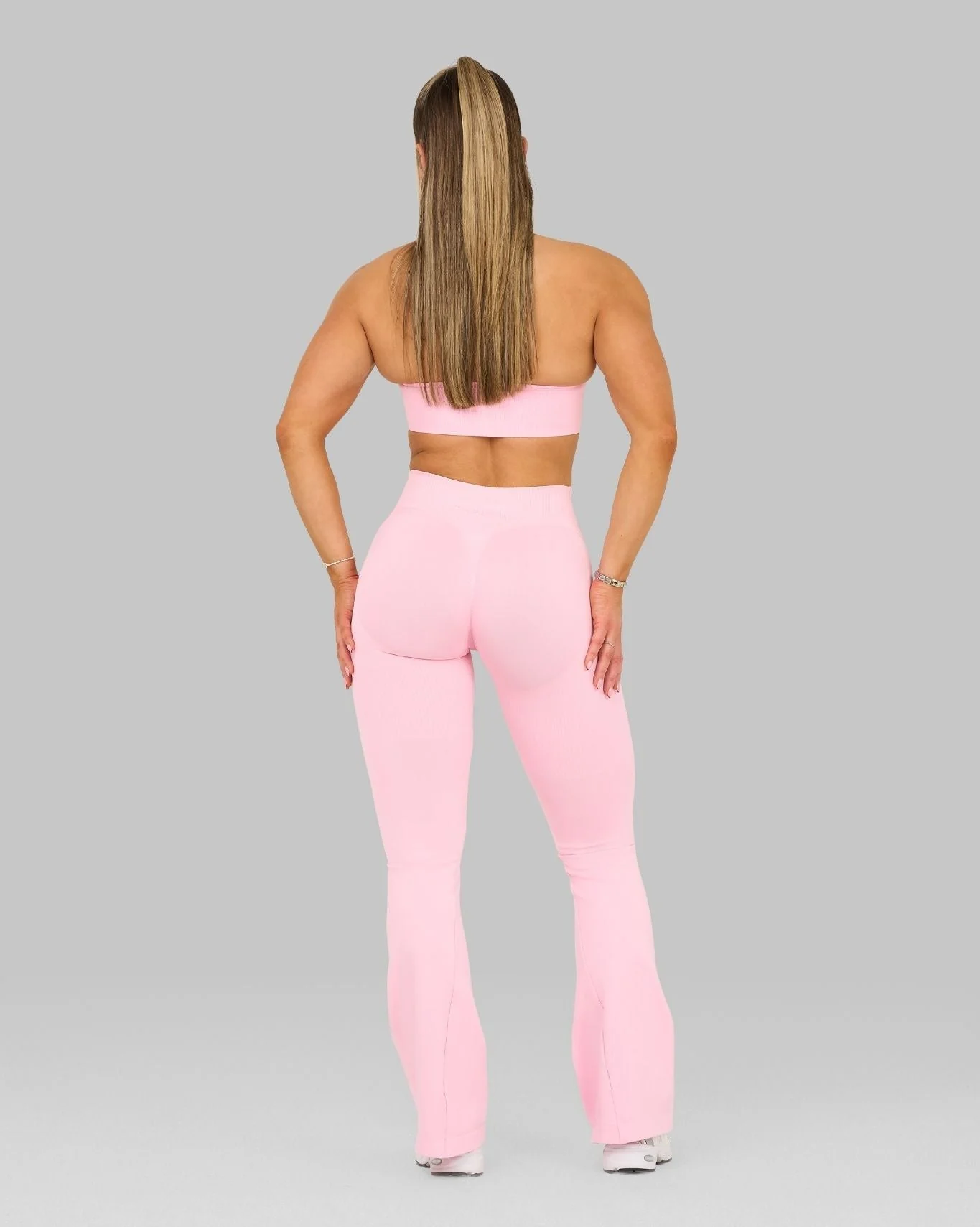 Elevate™ Sculpting Mid V-Waist Flare Leggings | Candy Pink - Image 4