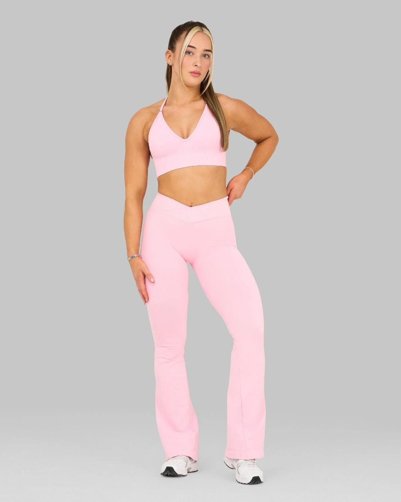 Elevate™ Sculpting Mid V-Waist Flare Leggings | Candy Pink - Image 5