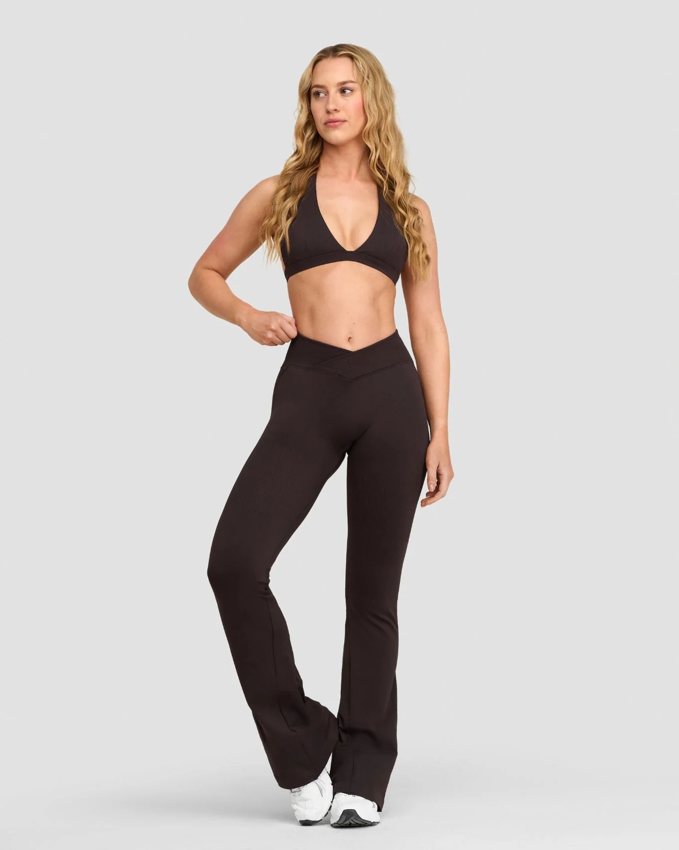 Elevate™ Sculpting Mid V-Waist Flare Leggings | Coffee - Image 3