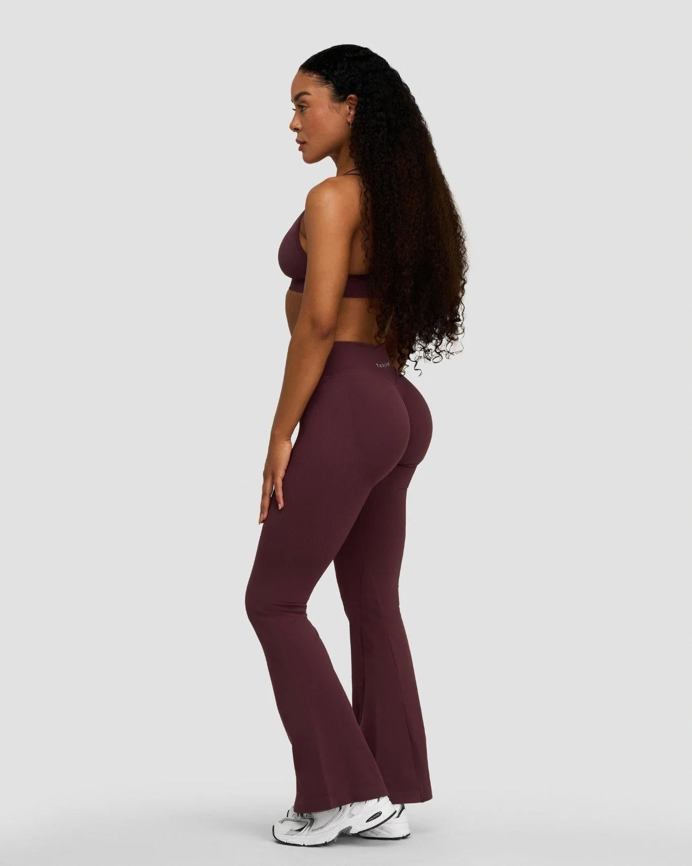 Elevate™ Sculpting Mid V-Waist Flare Leggings | Dark Mauve - Image 4