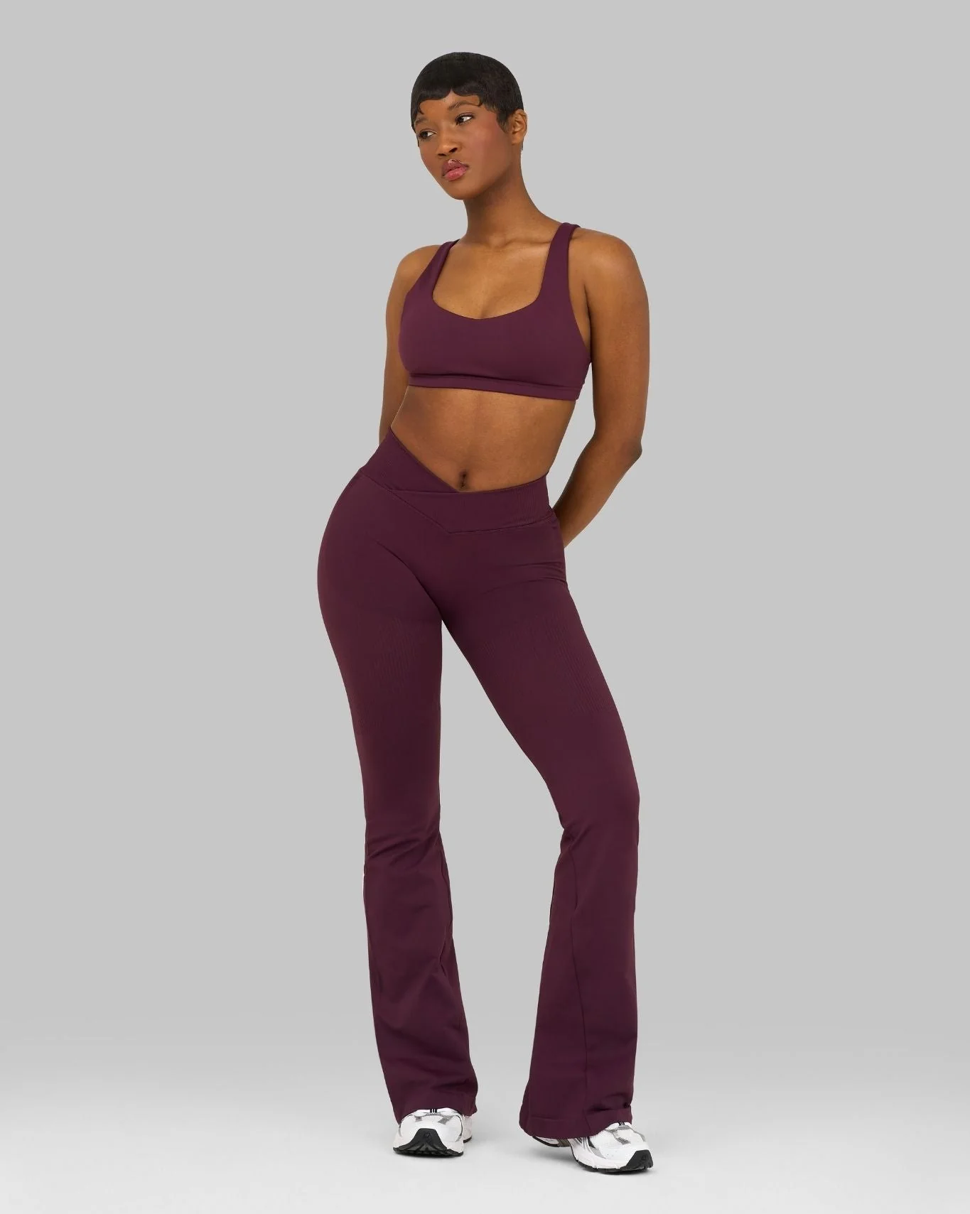 Elevate™ Sculpting Mid V-Waist Flare Leggings | Winter Plum - Image 3