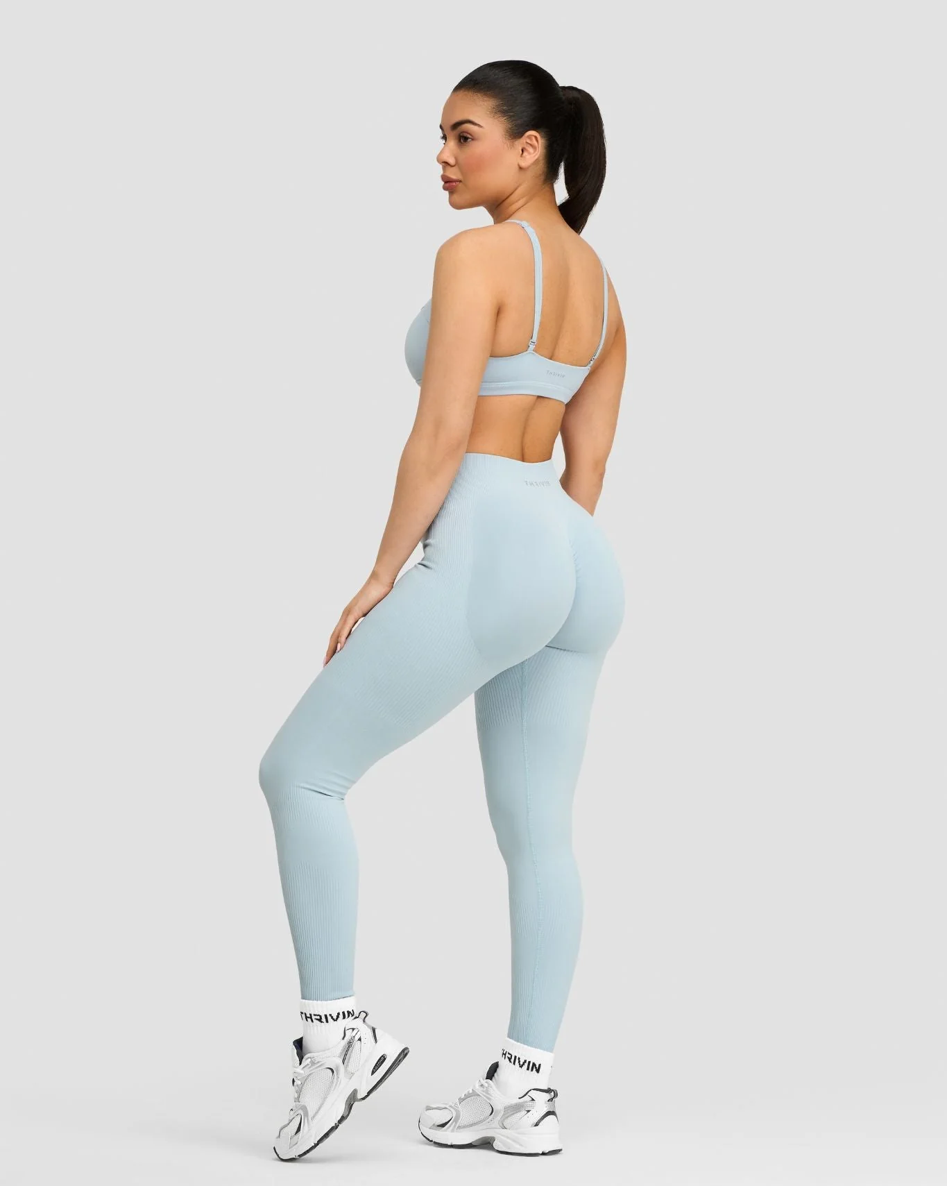 Elevate™ Sculpting Mid Waist Scrunch Leggings | Blue Haze - Image 5