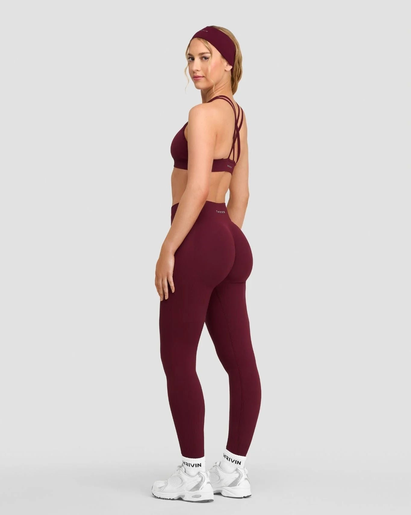 Elevate™ Sculpting Mid Waist Scrunch Leggings | Merlot - Image 4