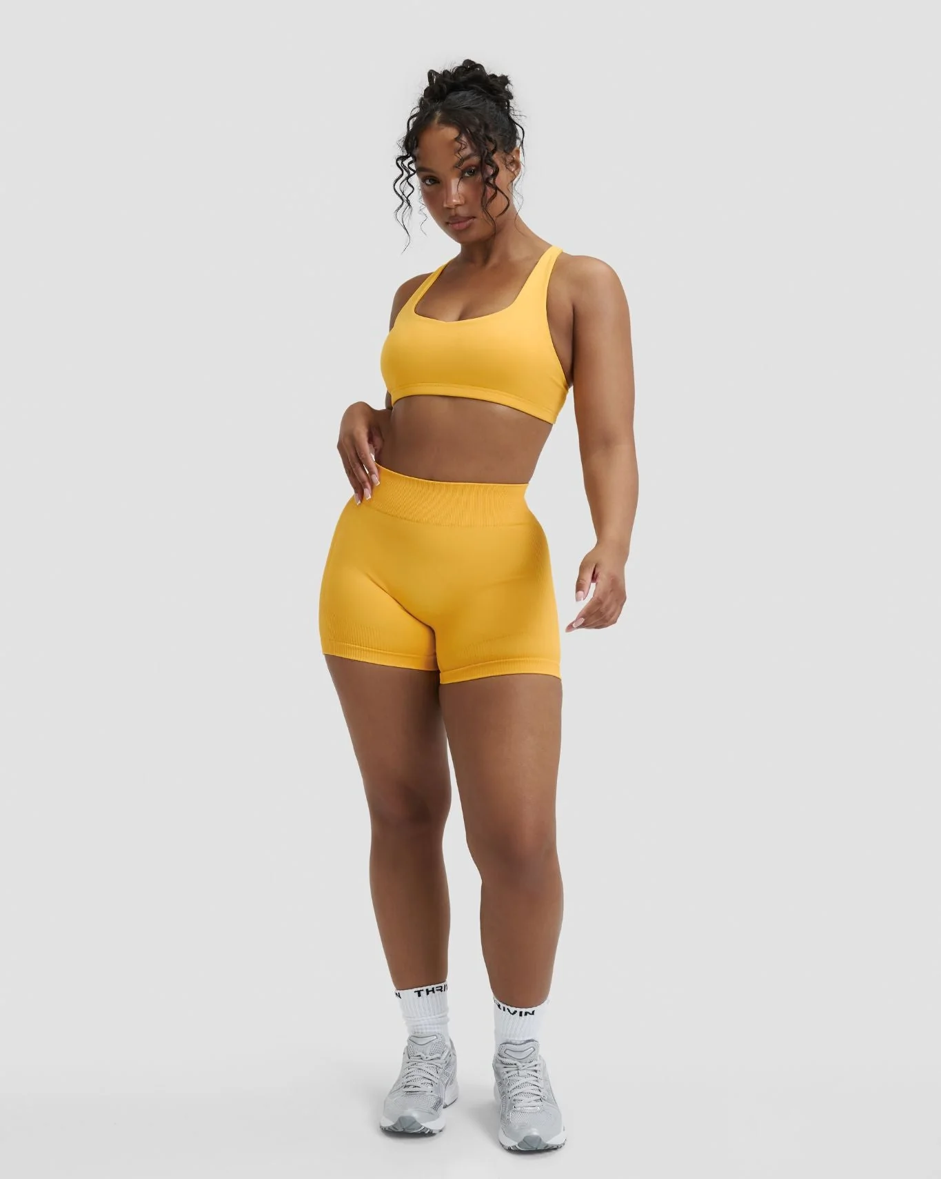 Elevate™ Sculpting Mid Waist Scrunch Shorter Shorts | Banana - Image 7