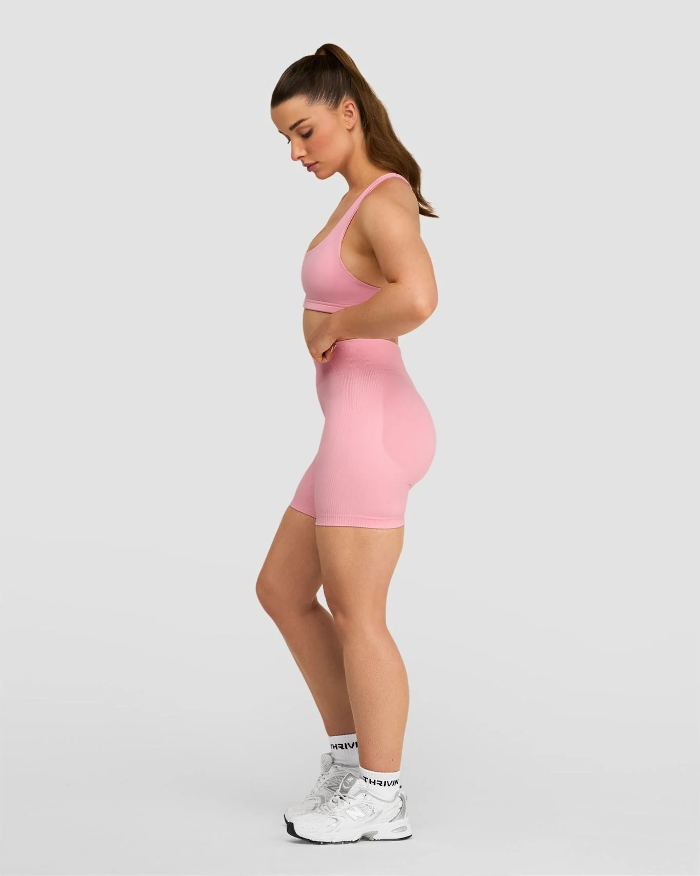 Elevate™ Sculpting Mid Waist Scrunch Shorts | Cotton Pink - Image 4