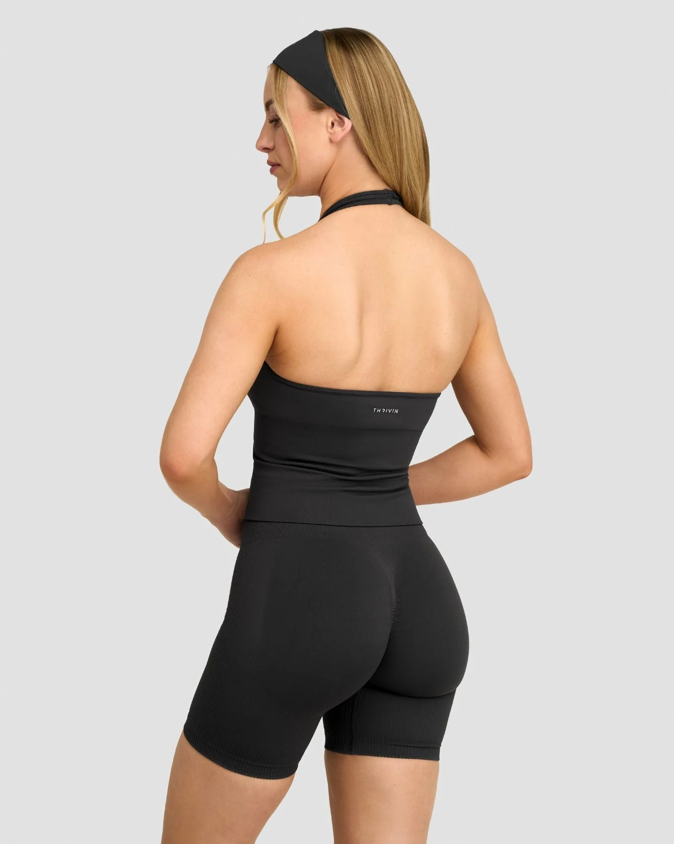 Elevate™ Sculpting Seamless Halterneck Top | Charcoal Grey - Image 2