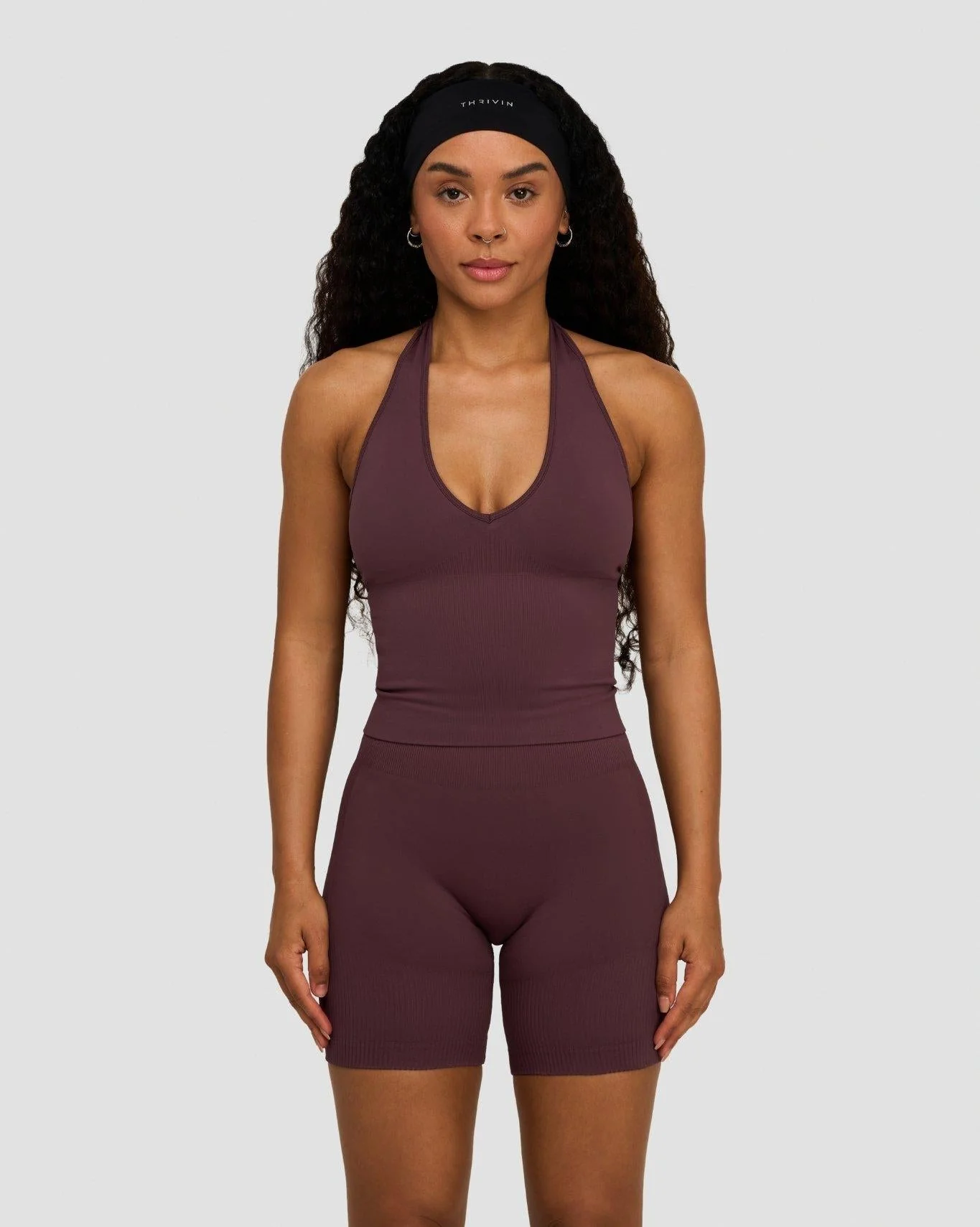 Elevate™ Sculpting Seamless Halterneck Top | Dark Mauve - Image 5