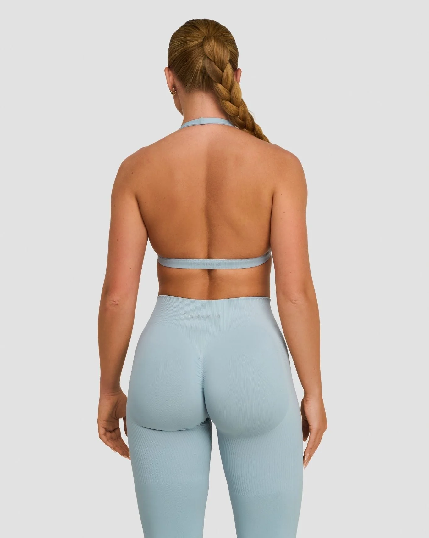 Elevate™ Sculpting Seamless V-Neck Halter Bra | Blue Haze - Image 6
