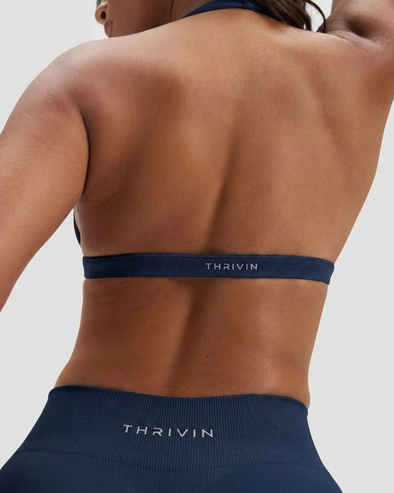 Elevate™ Sculpting Seamless V-Neck Halter Bra | Midnight Navy - Image 4