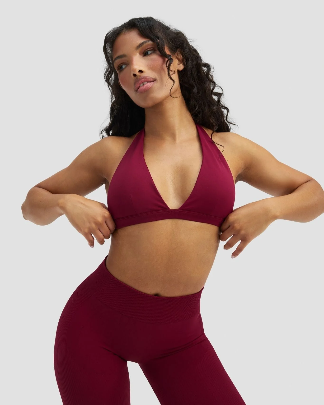 Elevate™ Sculpting Seamless V-Neck Halter Bra | Raspberry - Image 5
