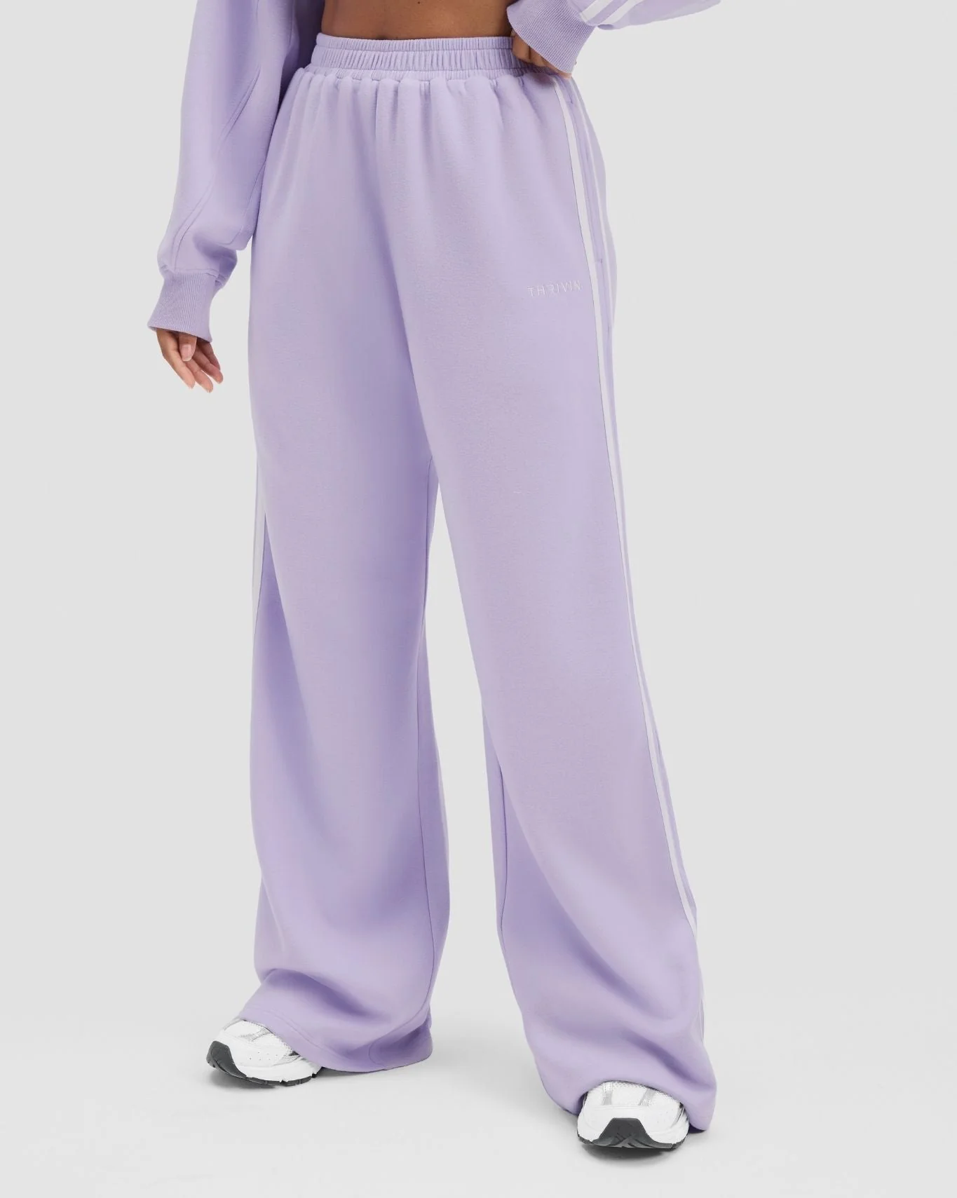 Essential Jersey Stripe Joggers | Lilac - Image 4