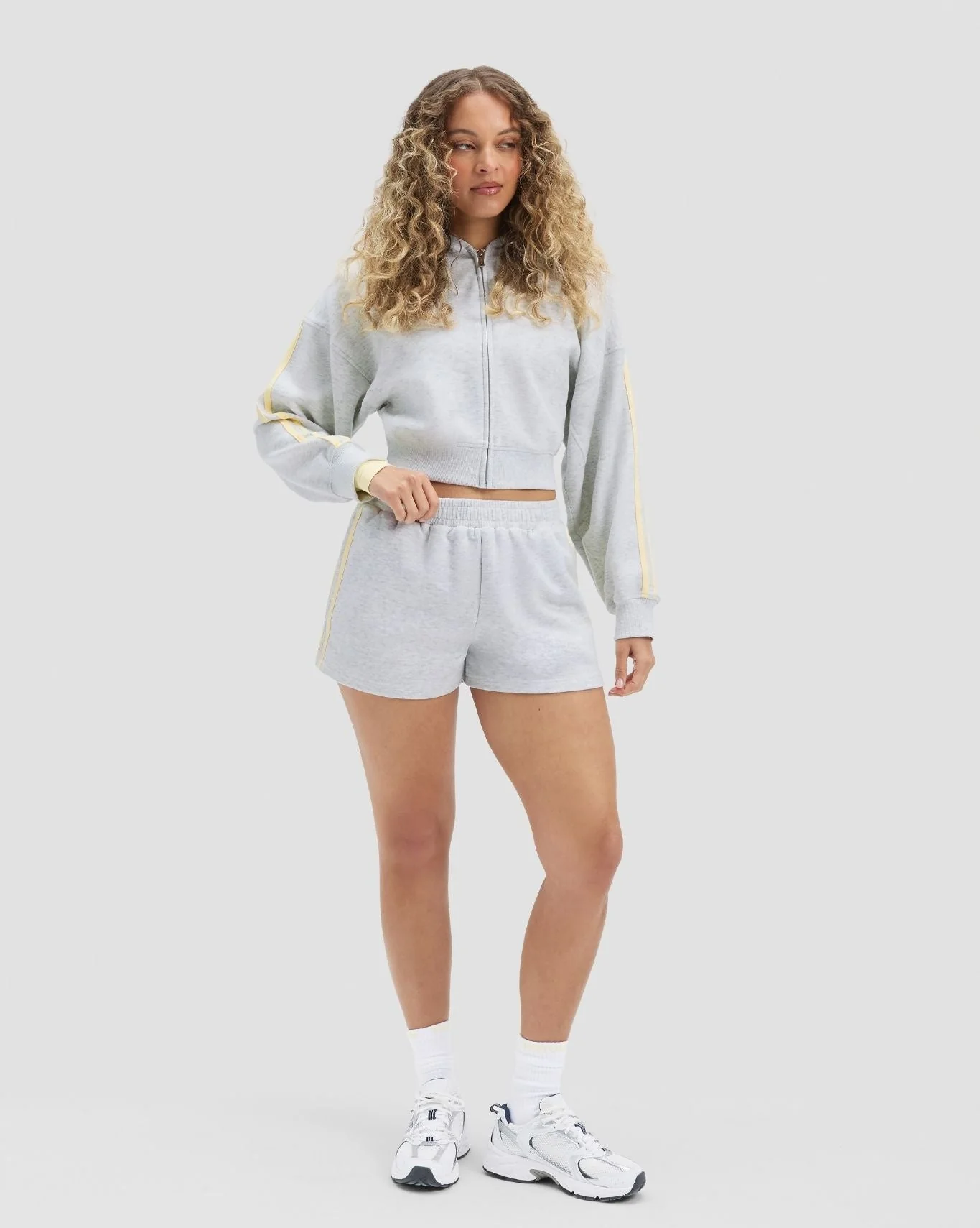 Essential Jersey Stripe Zip Up Jacket | Marl - Image 6