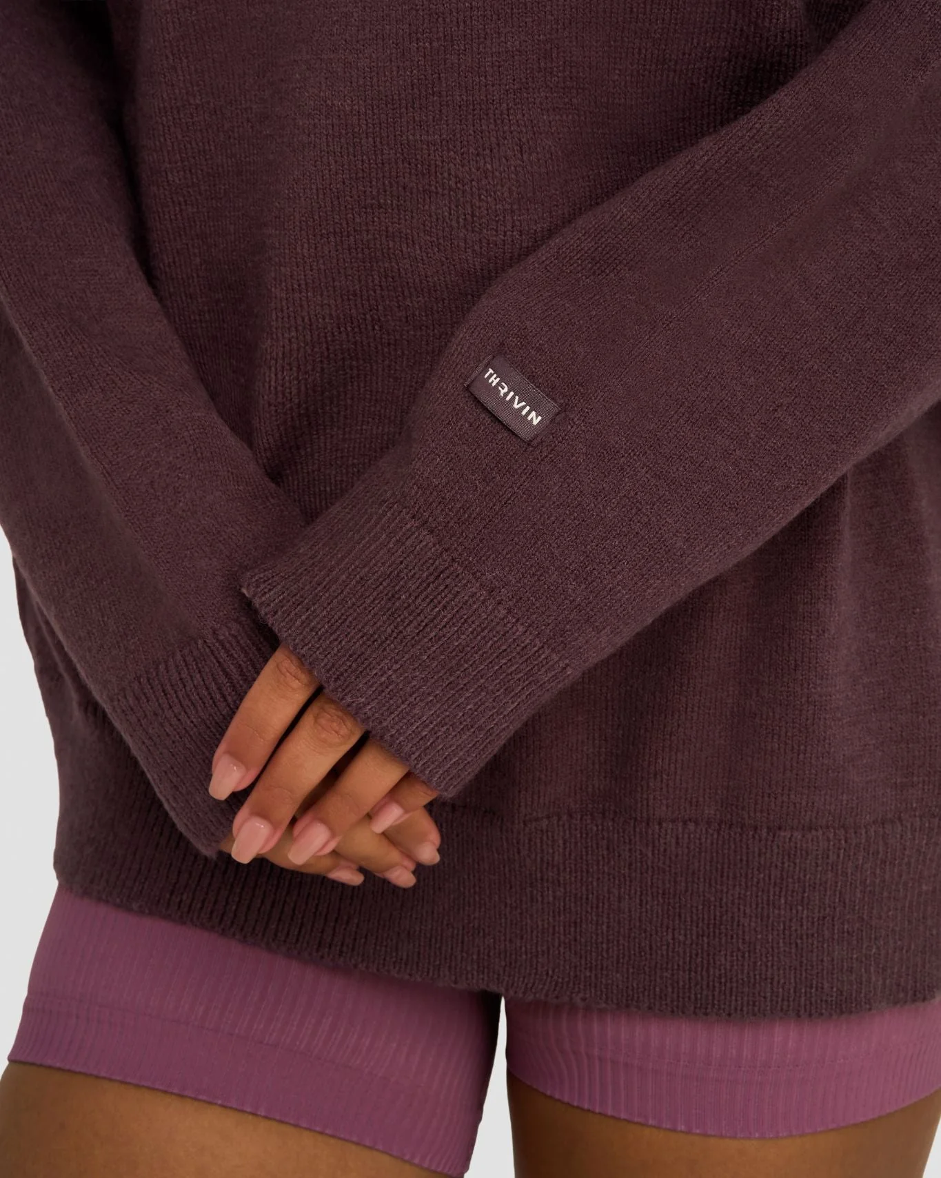 The Essential Collection Off The Shoulder Wool Blend Sweater | Dark Mauve - Image 4