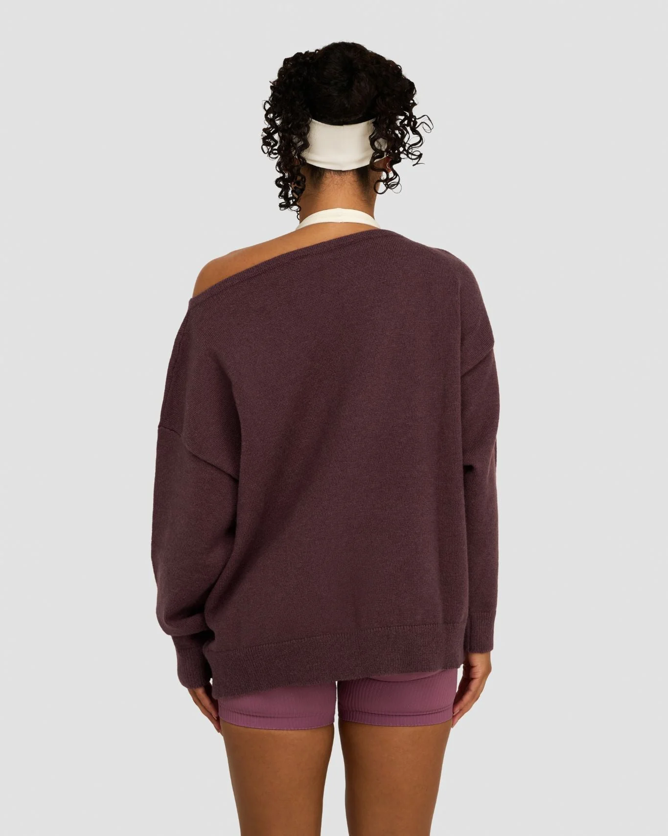 The Essential Collection Off The Shoulder Wool Blend Sweater | Dark Mauve - Image 5